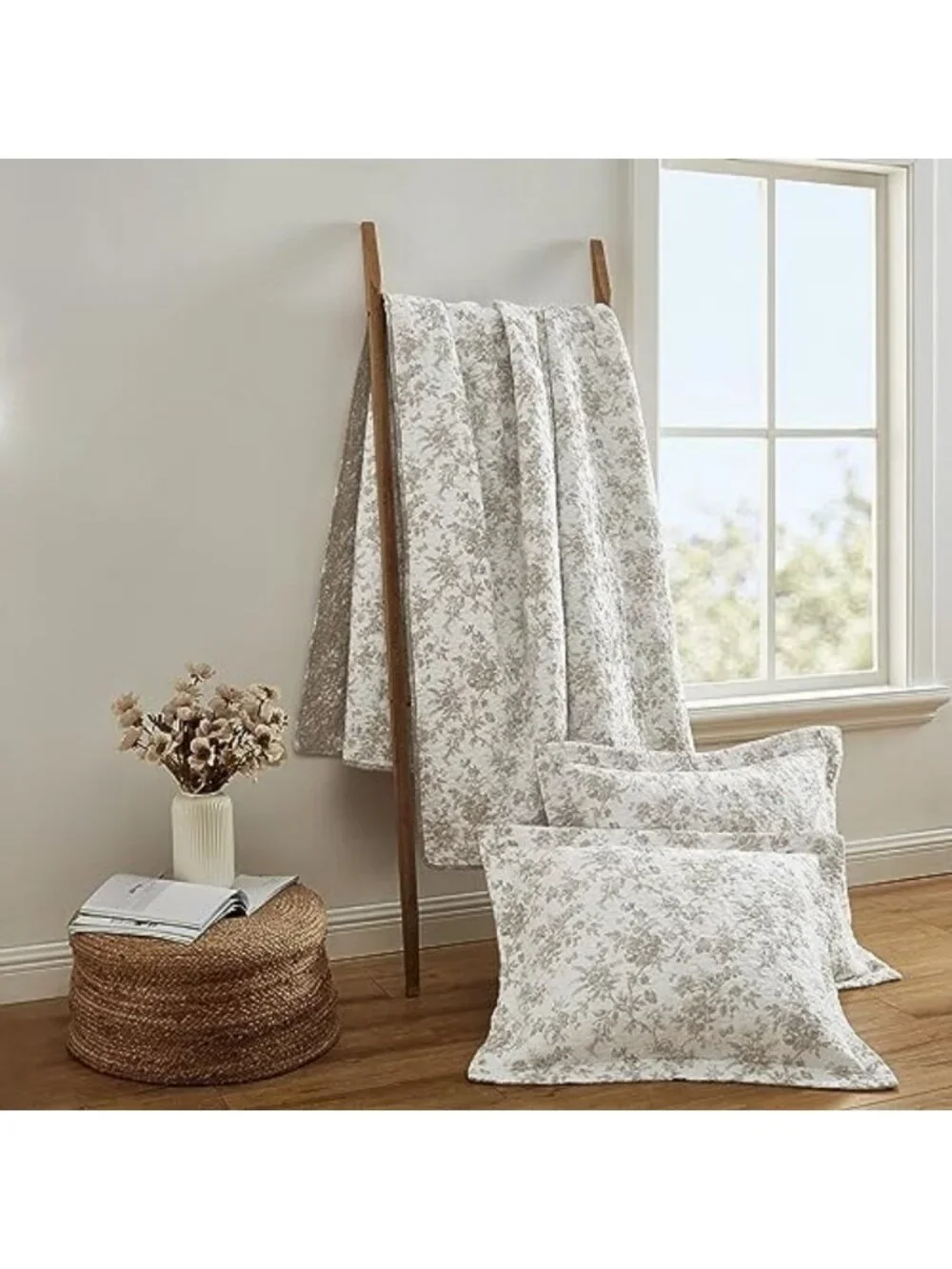 Reversible Twin Quilt Set - 100% Cotton, Soft & Cozy with Matching Sham